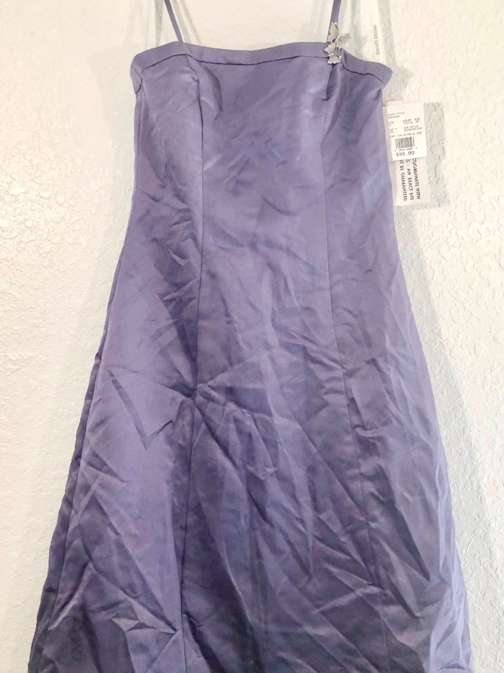 NWT David’s Bridal Lilac Short Satin Tulle Hem Dress
